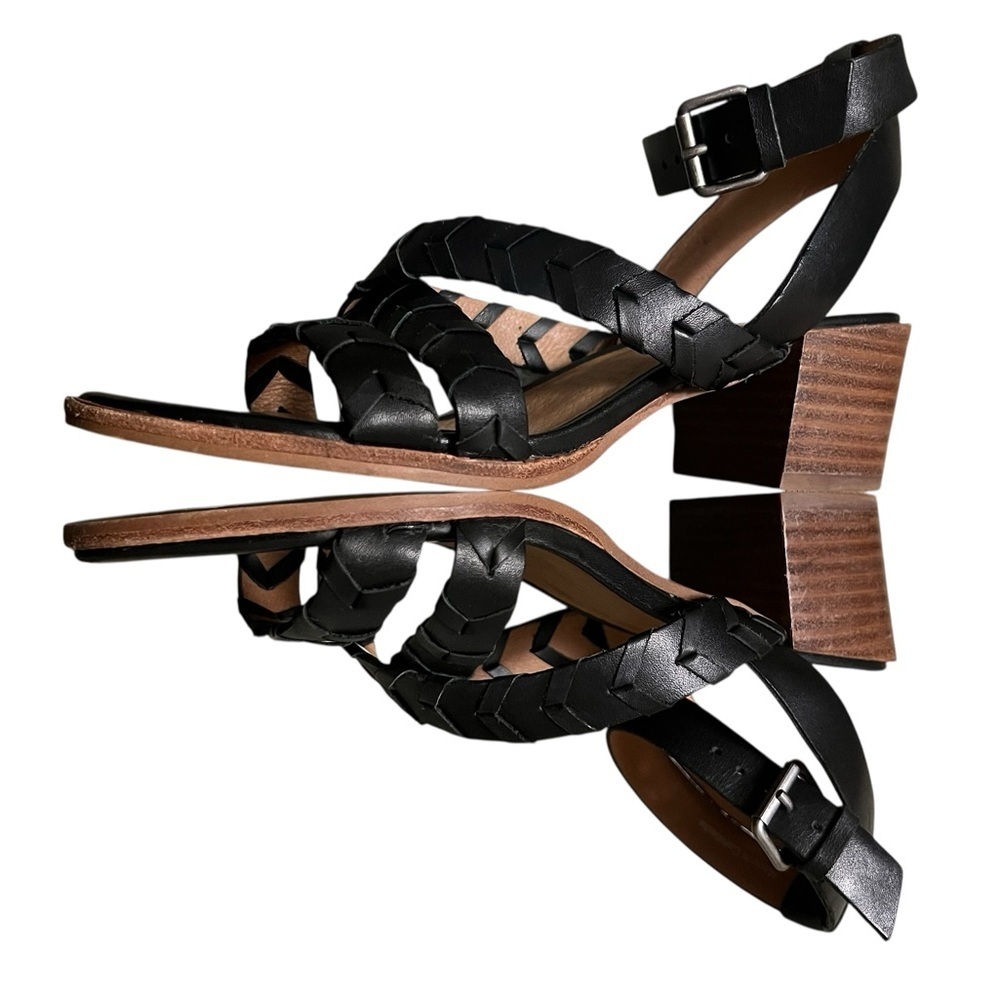 Madewell Marta whipstich black leather block heel with ankle strap - Picture 4 of 9
